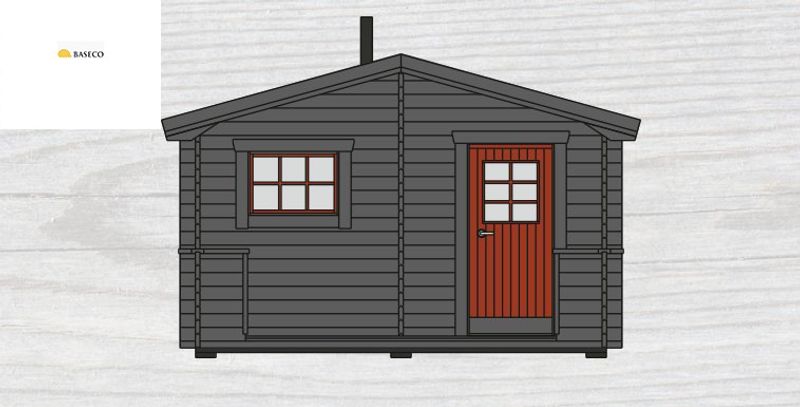 Baseco Bräska badstuhytte 10 m² med terrasse på 5m²