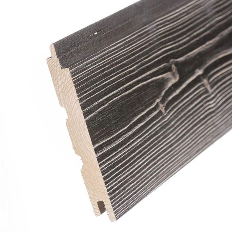 Bastupanel i borstad transparent svart vaxad gran. 6 st/pkt